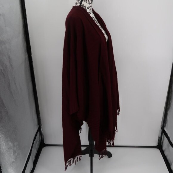 Lane Bryant Maroon/Holiday Cranberry Shawl w/Fringe One Size - Picture 4 of 9
